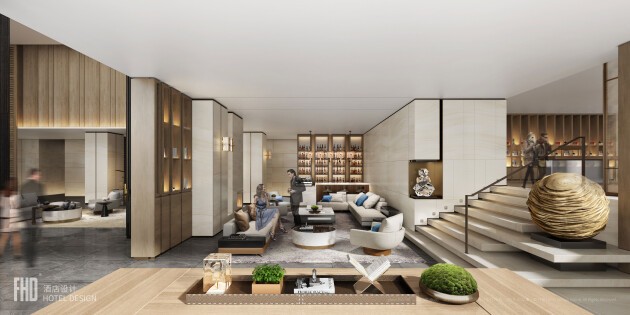 FHD酒店设计新作丨宿迁希尔顿花园酒店,苏式园林加持下的当代艺术沙龙馆